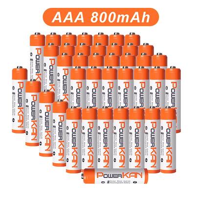  POWERKAN AAA 800mAh Rechargeable Batteries: 1.2V Ni-MH Batteries, Reliable And Stable Power, Rechargeable Hundreds Of Times - Never Run Out Of Power For Remote Controls, Clocks, Gaming Devices, Microphones And Household Electronics