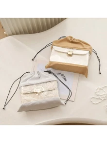1pc Velvet Bag Dust Cover, Transparent And Breathable, Moisture-Proof, Fully Enclosed, Luxury Drawstring Lingerie And Underwear Storage Bag - View 5