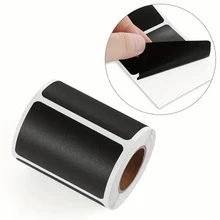120/240/300pcs Reusable Waterproof Black Labels Stickers And White Chalk, Suitable For Kitchen Food Storage Containers, Jars, Spices And Wavy Patterned Food, Includes White Chalk Markers, Great For Travel And Back To School Supplies - Black - View 4