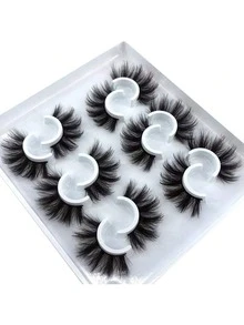 ELAE 6 Pairs Fluffy False Eyelashes Natural Faux Mink Strip 3D Lashes Pack 69/1000 - 白色 - 查看 6
