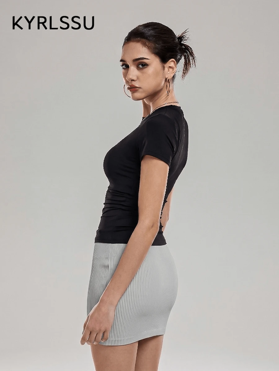 ZULIZ Chân váy ngắn ôm sát cạp cao KYRLSSU dành cho nữ, kiểu dáng công sở thường ngày. - Màu Xám nhạt - Xem 1