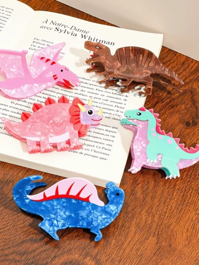 Cute Cartoon Dinosaur-Shaped Acrylic Hair Claw, Fun Hair-Styling Hair Claw,Festival,Party