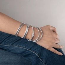 Vòng tay BLKSMTH bằng bạc, kiểu dáng dài, quấn quanh cổ tay, dành cho nữ. - Bạc - Xem 3