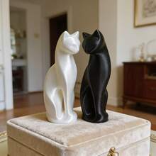 1pc Black And White Cat Statue Decor, Elegant Posture And Cuddling Design, Unique High-End Desktop Art Display Piece, Suitable As Gift For Christmas, New Year, Spring, Valentine's Day, Easter, Graduation, Decorative Accent For Desk, Cabinet, Bedroom, Minimalist Abstract Decoration - Multicolor - View 9