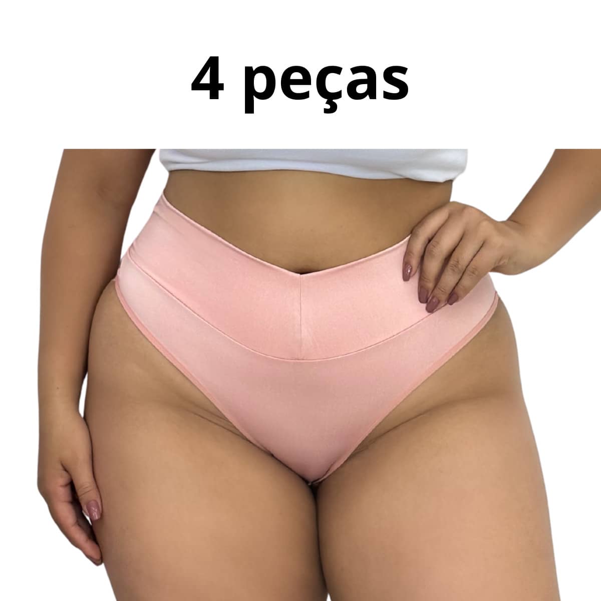 Kit 4 Calcinhas Plus Size Cós Alto Fio Duplo Modeladora do 46 ao 56 Empina Bumbum Cintura Alta