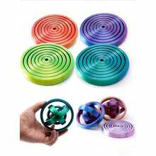1pc 3D Printed Circular Rotating Fidget Ring - Colorful Stripes And Swirls, 360° Rotation Design | Suitable For Office And Home Use, Finger Pressure Relief Toy, Creative Gift Choice, Fashionable Appearance, Attention Assistance, Bright Colors, Smooth Rotation, Entertainment And Relaxation, Unique Gift - Star Disk - View 2