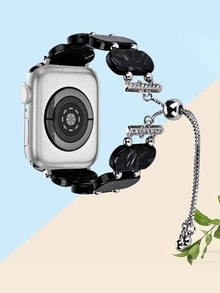 1条时尚弹力表带，兼容苹果手表，男女款，尺寸40mm、44mm、38mm、41mm、42mm、45mm、46mm、49mm，树脂材质，带可调节链条，兼容苹果手表11、10、9、8、7、6、5、4、3、2、1、SE、Ultra3/2/1，智能手表替换表带，佩戴舒适 - 彩色 - 查看 15