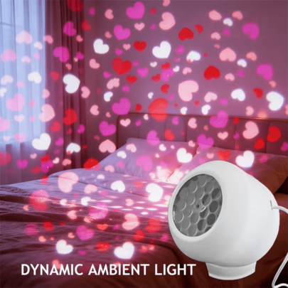1pc Heart-Shaped Valentine's Day Projection Light, LED Holiday Projection Light With Optional Rotating Base, Landscape Decoration Rotating Lighting Dynamic Projection Light, Party Decoration Light