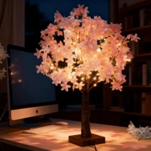 1 Pc "Dreamy Pink Sakura Tree Lamp" 45cm Tall Delicate Tree Shaped Lamp | USB Powered Design | Warm LED Bulbs | Suitable For Bedroom, Commercial Space, Wedding Party, Home Decor | Christmas, Birthday, Valentine's Day, Wedding, Party Atmosphere - Light Pink - View 5