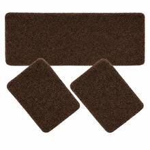 Set Of 3 Non-Slip Kitchen Mats, Low Pile, Washable - Brown - View 2