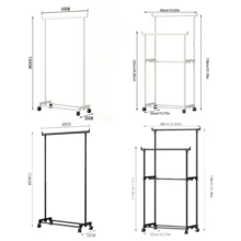 Multifunctional Coat Rack And Shoe Rack For Entryway, Bedroom Bench With Hooks, Rolling Clothes Drying Rack, Hallway Storage Shelf For Shoes, Clothes, Hats, Bags, Umbrellas, Home Decor & Storage Accessories For Small Spaces, Rental Homes - Black - View 5