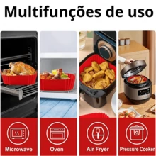 Kit 6 Formas de Silicone para Air Fryer com Alça, Tamanhos Variados, Antiaderente e Lavável - Redondo - Visão 8