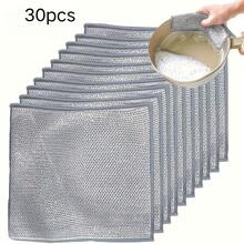 20/30pcs Steel Wire Cleaning Cloth, Dual-Sided Silver Wire Mesh Dishwashing Cloth, Non-Stick Oil, Easy To Clean, Strong Degreasing And Rust Removal, Durable, Non-Shedding Cleaning Cloth, Suitable For Stove, Sink, Tableware, Multi-Functional Cleaning Wipes, Disposable Replacement For Steel Wool Pads - Silver - View 11