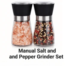 Molinillo de sal y pimienta, molinillo de especias recargable para la cocina doméstica - Para hierbas, condimentos y semillas - Fino o grueso - Ajustable, suministros esenciales de cocina - Negro - Ver 5