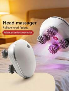 Masajeador de cuero cabelludo portátil de silicona USB, con 4 garras de masaje desmontables, 3 modos ajustables, herramienta de masaje corporal de relajación profunda, cepillo de masaje para rascar el cuero cabelludo, masajeador para gatos/perros - Multicolor - Ver 13