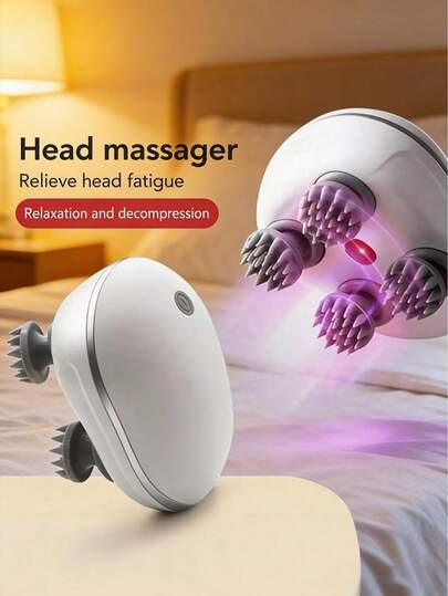 Masseur de cuir chevelu portable en silicone USB, avec 4 griffes de massage amovibles, 3 modes réglables, outil de massage corporel de relaxation profonde, brosse de massage de grattage du cuir chevelu, masseur pour chat/chien