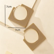 1件 时尚个性夸张高端大镂空方形女士耳环，简约独特菱形设计耳环 - 方形 - 查看 6