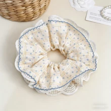 1个蕾丝边波点格子发圈，少女慵懒发型扎带，甜美通勤百搭发饰 - 彩色 - 查看 5