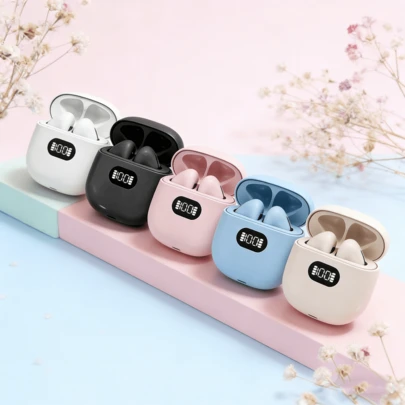 Auriculares inalámbricos con indicador de nivel de batería, auriculares para música y juegos, auriculares Bluetooth de larga duración compatibles con teléfonos inteligentes