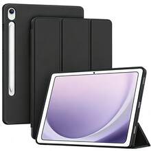 Solid Color Matte Three-Fold Tablet Protective Case, Compatible With Samsung Galaxy Tab Tablet Protective Case, Compatible With Samsung Galaxy Tab S10lite, Intelligent Sleep Wake-Up, Lightweight And Portable, All-Inclusive And Fall-Resistant, Compatible With Samsung Galaxy Tab A11/A11 Plus/S11/S10 Lite/A9, Suitable For Idea Tab 11 2025/ Tab M11 Tablet Protective Case, Pad 2 Case - Black - View 2