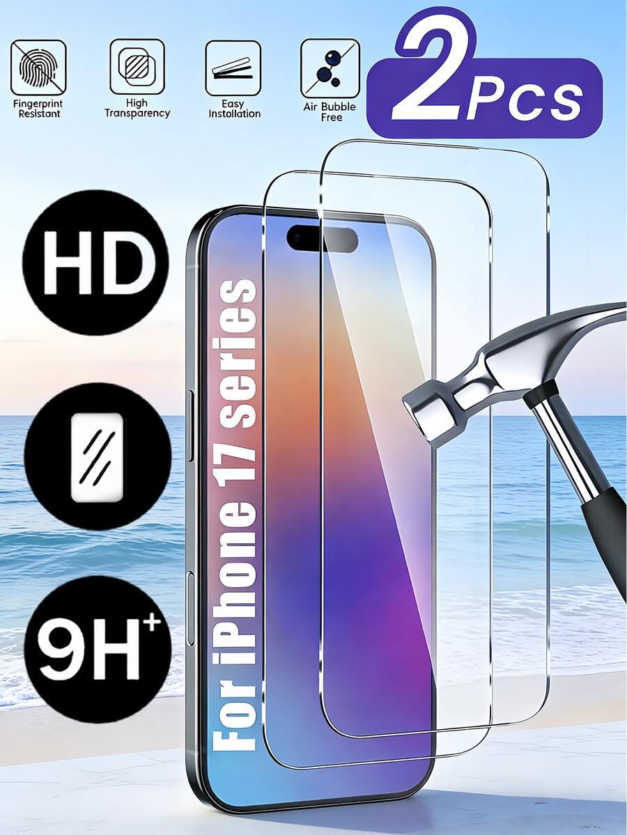 Tempered Glass 2pcs Full Screen Tempered Glass Screen Protector, Compatible With IPhone 17, 17 Pro Max, 17 Pro, 17Ari, 16, 15, 14, 13, 12, 11 Pro Max, XS, X, XR, 6, 7, 8, 16, 15, 14 Plus, 12, 13 Mini And More. Transparent Protective Film, Waterproof, Anti-Fall, Anti-Scratch, Fingerprint Resistant, Essential For Daily Life, Office And Home Use Mother's Day Gift