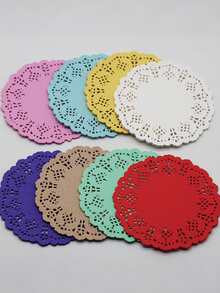 White Paper Lace Doilies, Round/Oval/Rectangular/Heart Shaped Disposable Paper Placemats, Suitable For Desserts, Fried Foods, Wedding Table Decor, Cake Packaging, Applicable For Dining Table, Wedding, Birthday, Cake, Desserts, Food, Tableware Decoration - Multicolor - View 8