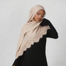 1pc Soft & Breathable Rayon Lace Headscarf, Suitable For Daily Wear, Can Be Paired With Robes - A - View 15