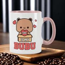 Bộ 2 cốc cà phê gốm hình cặp đôi Dudu & Bubu 11oz, in hình hoạt hình ngộ nghĩnh, món quà lãng mạn lý tưởng cho sinh nhật, kỷ niệm, năm mới và ngày Valentine, dùng được trong lò vi sóng. - Nhiều màu - Xem 7