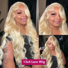 36英寸 613号蜜金色波浪卷发 200%密度 13x4高清蕾丝前额真人混纺假发 女士波浪卷高清蕾丝前额假发 - S/613 - 查看 7