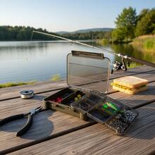 Caja de aparejos de pesca de 5 niveles de uso múltiple con 19 compartimentos, divisores transparentes de plástico ABS, organizador portátil de cebos para almacenamiento de accesorios de pesca - Multicolor - Ver 5