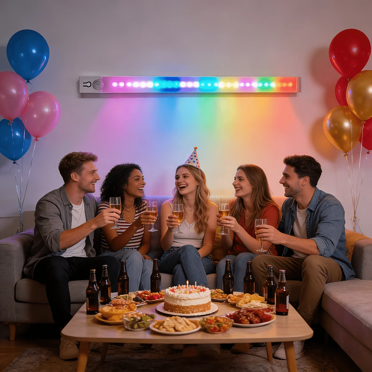 Luz de ambiente RGB - Linterna de gradiente colorido ajustable, carga USB, luz de inducción magnética, adecuada para múltiples escenarios de uso en sala de estar, cocina, dormitorio, armario, gabinete de vino, estudio y pasillo, luz decorativa de ambiente