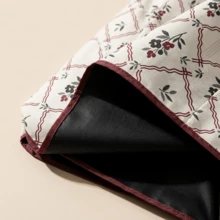 Retro Red Raspberry Plaid Fully Automatic Umbrella, French Wine Red Trimmed Foldable Sunshade Umbrella, Black Coating UV Protection - Red - View 3