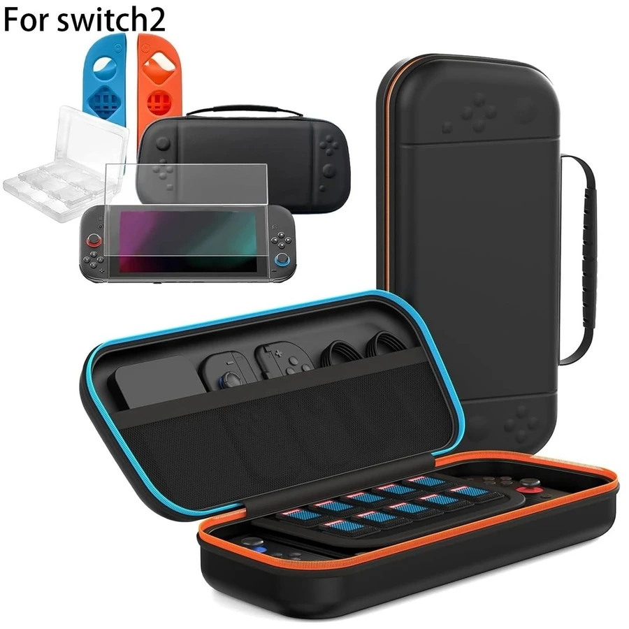 適用於 Switch/OLED 的便攜收納包套裝,硬殼旅行包附遊戲卡收納盒、鋼化螢幕保護貼與 Joy-Con 矽膠保護套 - 查看 1