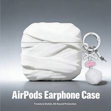 Funda para auriculares con diseño de vendaje blanco, adecuada para cubrir los auriculares Pro/Pro2/Pro3 con colgante de pompón, también se ajusta a la funda protectora de los auriculares Air de 4ta generación - Blanco - Ver 2