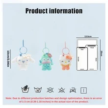Sanrio Character Special Edition Plush Hanging Ornament Keychain - Kitty Friends Melody, Milk Rabbit, HANGYON, BADBADATZ-MARU Cute Anime Plush Pendant, Suitable For Easter, Mother's Day, Christmas Gifts, Birthday Party Gifts, Women Bag/Backpack/Car Key Chain Decor - 彩色 - 查看 7