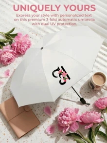 字母印花伞，遮阳伞，防水伞，自动伞，送给亲朋好友的礼物 - 白色 - 查看 8