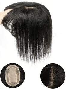 Tóc giả kiểu mái cho nữ, tóc thật, lưới 8x12, 30g, tự nhiên, liền mạch, nhẹ, tạo thêm độ dày để thay thế các lọn tóc giả. - Natural Black - Xem 4