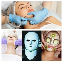 7-Color LED Face Mask, Neck Beauty Care, Odorless, Facial Skincare Tool, Red Light Mask, Suitable For Home And Salon Use, The Perfect Holiday Gift For Your Girlfriend And Mother. - 彩色 - 查看 2