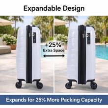Expandable ABS Hard Shell Luggage Set With Spinner Wheels, Lightweight Travel Suitcase With Built-In Lock, Durable Carry On For Travel - Màu tím hoa cà - Xem 3