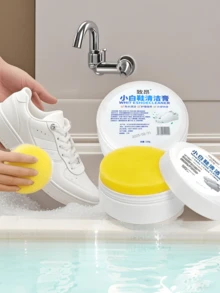 多用途清洁除油鞋油膏 多用途清洁膏 带海绵的白色鞋油清洁剂 固体鞋油清洁剂，可去除鞋渍 - A - 查看 10