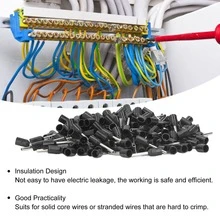 1000Pcs Ferrule 22AWG Insulated Crimping Wire Terminal Set Kit For Equipment E0508 - 黑色 - 查看 8