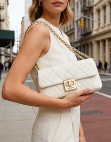 Kate Spade Túi đeo chéo nhỏ KS CAREY với dây đeo điều chỉnh được, túi đeo chéo có nắp gập chần bông. - trắng - Xem 7
