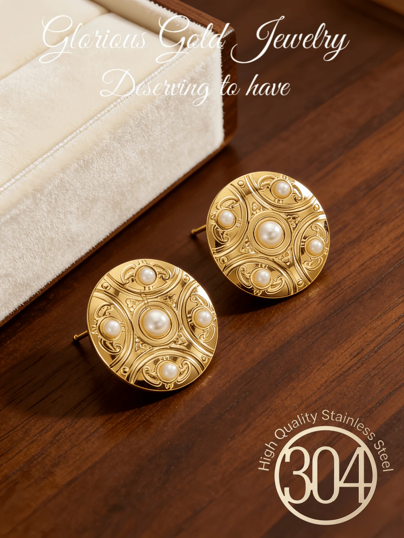 Botón de costura de metal dorado con asa, con perla falsa y patrón retro esmaltado. Adecuado para usar en varias ocasiones. Un regalo para mamá en el Día de la Madre. - Multicolor - Ver 1