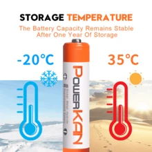 POWERKAN AAA 电池 800mAh:1.2V 镍氢可充电电池,可靠稳定的电力,可充电数百次——遥控器、时钟、游戏设备、麦克风和日常家用电子产品永不断电。 - 查看 8
