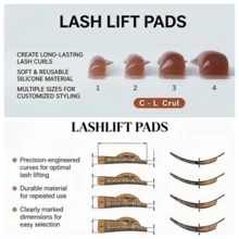 BLACKWINGS 4 Pairs Keratin Eyelash Curling Pads, Silicone Mold For Eyelash Lift, Eyelash Curling Perm Tool Kit, Reusable Eyelash Lift Pad, Makeup Beauty Tools - Mocha Brown - View 8