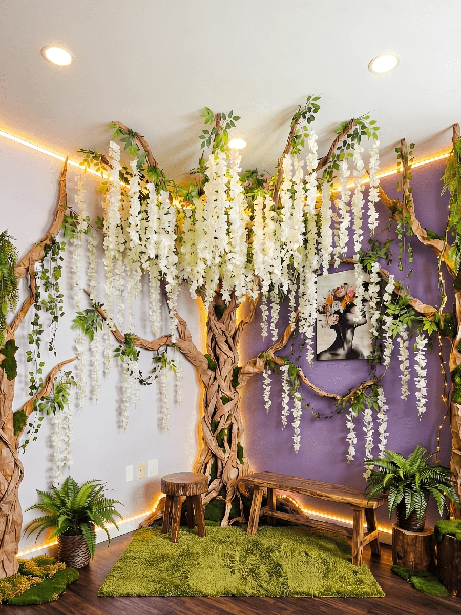 10/30 piezas Guirnalda de flores de glicinia artificial blanca, corona de vid de glicinia, decoración colgante de flores, guirnalda floral de seda de glicinia para decoración del hogar, decoración de habitaciones, decoración de paredes, decoración de bodas, decoración de mesas, decoración de fiestas, decoración de cumpleaños, decoración de dormitorios, decoración de jardines, decoración interior y exterior, decoración de primavera, decoración del Día de la Madre, flores artificiales, plantas falsas, centro de mesa - Blanco puro - Ver 1