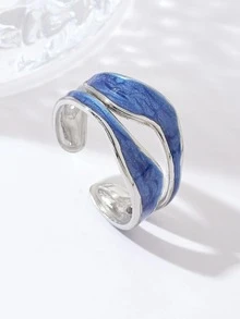 1 chiếc nhẫn hở bằng thép titan, thích hợp để đeo hàng ngày. - Màu xanh lam - Xem 1