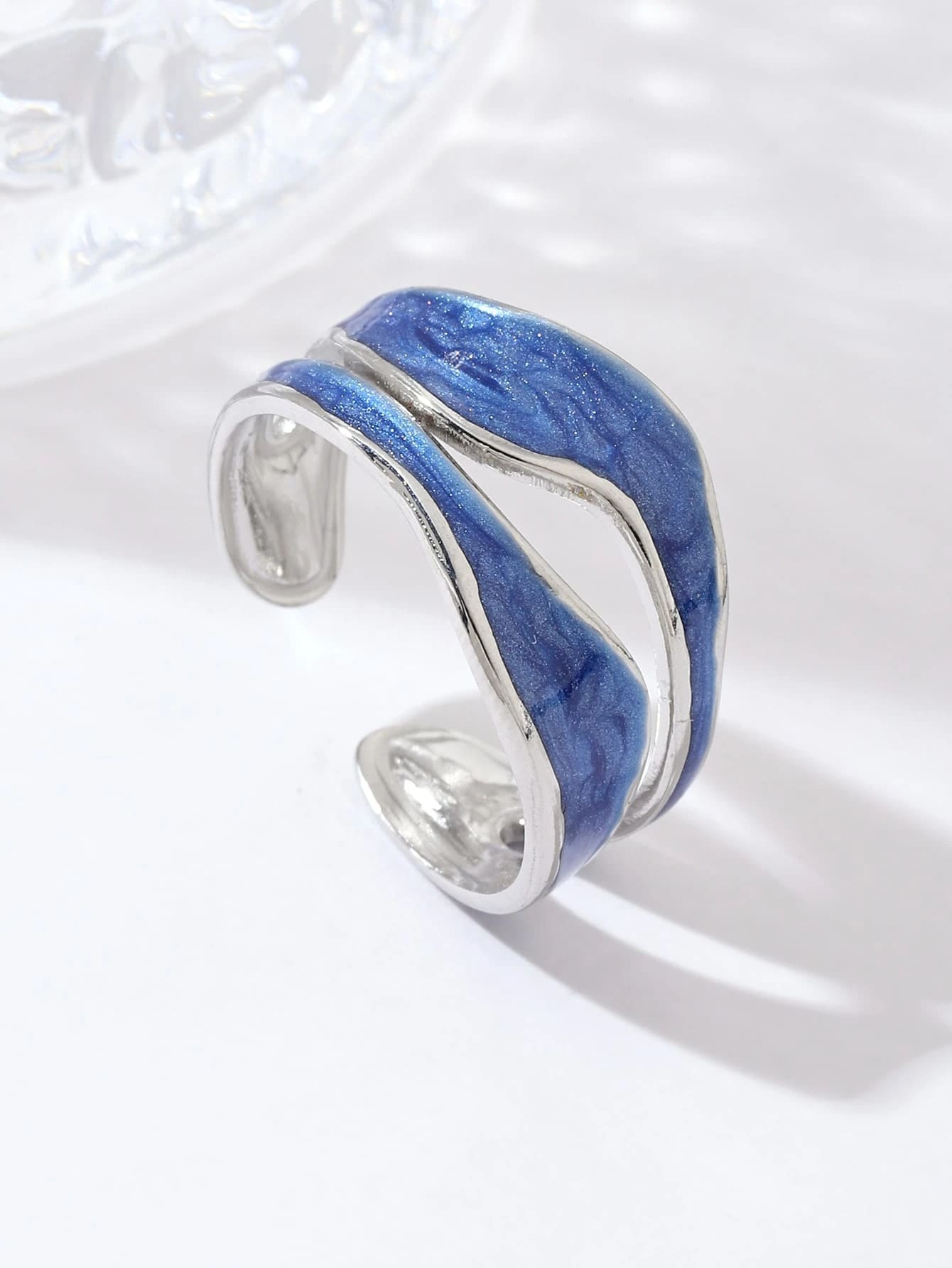 1 chiếc nhẫn hở bằng thép titan, thích hợp để đeo hàng ngày. - Màu xanh lam - Xem 1