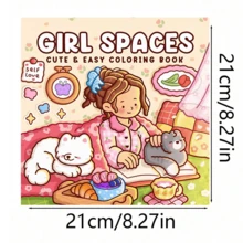 1 Stück Mädchen Malvorlagen Malbuch für Erwachsene und Kinder, Schulmaterial, Spielzeug, Essentiell für den Schulstart, kräftig und einfach, simple und große Designs zum entspannenden Ausmalen - Verschiedenfarbig - Übersicht 7