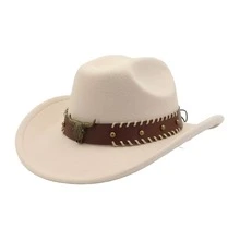 Mũ cao bồi miền Tây (1 chiếc), unisex, chất liệu nỉ len mềm mại, có dải da phía trước, thích hợp cho mùa tựu trường, các bữa tiệc ngày lễ, các dịp thường ngày. - Kiểu 1 - Xem 9